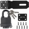Verrou de porte avec cadenas de porte et vis robuste et agrafe avec cadenas en acier inoxydable pour chambre à coucher, jardin, fenêtres, abri de jardin, garage, armoire noire