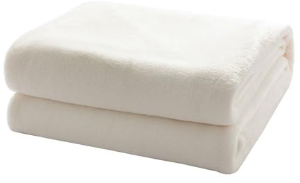 Mixibaby Kuscheldecke Flauschige extra weich & warm Wohndecke Flanell Fleecedecke, Falten beständig/Anti-verfärben als Sofadecke oder Bettüberwurf, Größe:130 cm x 150 cm, Farbe:Weiss