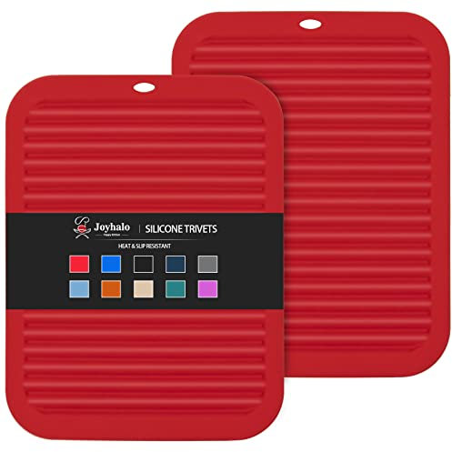 Joyhalo Untersetzer für heiße Gerichte – Hot Pads für Küche, Silikon-Untersetzer für heiße Töpfe und Pfannen, heiße Teller zum Schutz des Tisches, Quarz-Arbeitsplatten, 2er-Set, Rot