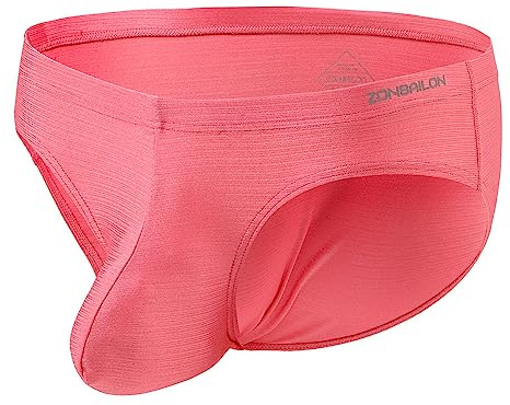 YAHWULAI Herren Slip Unterwäche Ice Silk mit Bulge Beutel Bequem Hautfreundlich Atmungsaktiv Sexy ohne Etikett Rot XL