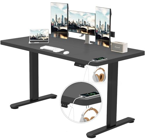 TRIUMPHKEY Scrivania Regolabile in Altezza,Scrivania Ufficio 160 x 80 cm,Presa USB, 3 Controllo Memoria, Elettrica Scrivania, Altezza Regolabile, Anti-collisione, Tavolo da Computer