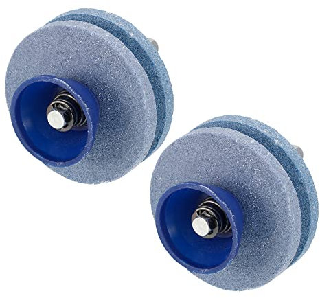 sourcing map Lawn Mower Blade Sharpener, 2Pcs Universal Double Layer Corundum Mower Blade Grinder Stone Wheel for Power Drill Hand Drill, Blue