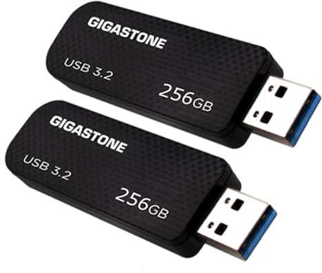 Gigastone Z30 Clé USB 3.2 Gen 1 256 Go, Lot de 2 USB avec Performance Fiable, Rétractable sans Capuchon Conception, Compatible avec Interface USB 2.0 / USB 3.0 / USB 3.1