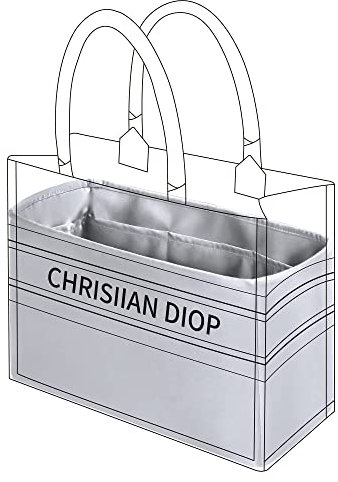 DGAZ Taschen Organizer Einsatz, Seide Taschenorganizer für Dior Book Tote Mini/S/M/L Tasche, Seidige Berührung Bag in Bag Organizer (Pearl Grey, Medium)