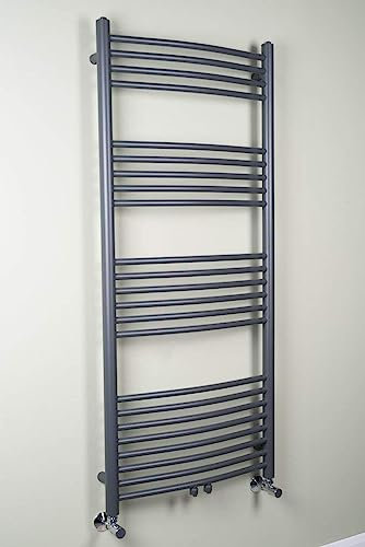 Warmehaus 1350x600mm Curved Heated Towel Rail Bathroom Ladder Radiators Grey