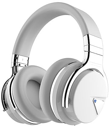 NONCHI E7 Active Noise Cancelling Headphones Wireless Bluetooth Headphones with Mic Deep Bass Headphones Over Ear, 30 Hours Playtime, Hifi Stereo Sound Headphones for Travel, Home Office,White