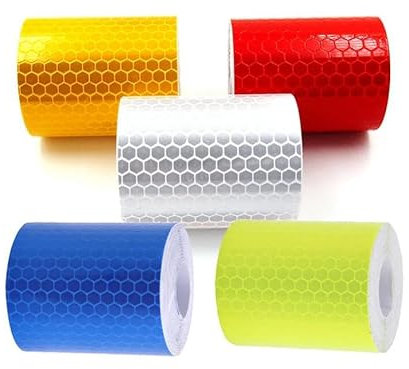 Inovey 1Roll 5Cm * 100Cm Auto Nastro Riflettente Allarme Di Sicurezza Auto Decorazione Adesivo Riflettore Nastro Protettivo Striscia Film Auto Moto - giallo fluo- 5 * 100cm
