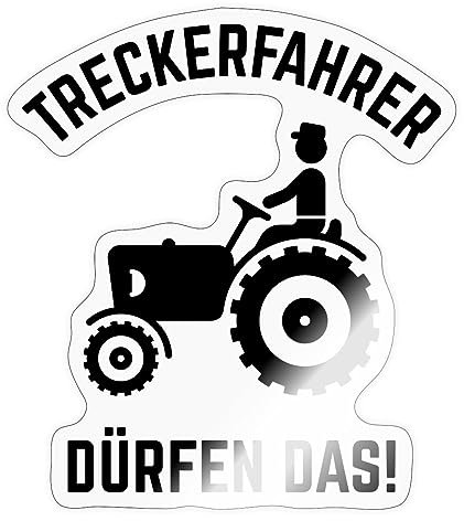 Spreadshirt Treckerfahrer Dürfen Das Lustiger Spruch Traktor Sticker, max. 10 x 10 cm, 10 x 10 cm, Transparent glänzend