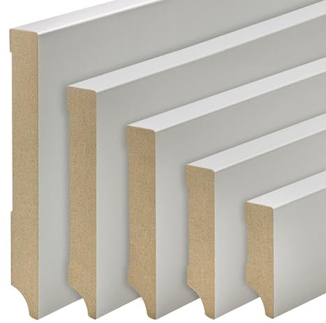 REESE | Sockelleisten Fußleisten | MDF Hellgrau | Weimarer Profil (gerade) | Größe 150mm