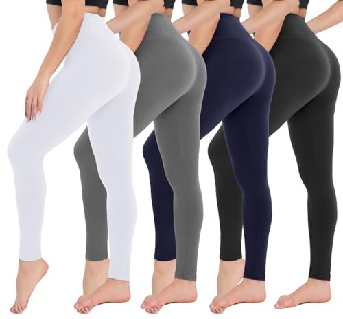 CAMPSNAIL Leggings Damen High Waist Blickdicht Leggings Weich Leggins Elastisch Sportleggins Lang Bauchweg Push Up Hose für Yoga Sport Gym(Schwarz/Grau/Weiß/Navy, S-M(DE34-40))