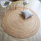GlammTexa Hand Woven Round Jute Area Rug Braided Round Rugs For Boho Home Decor Living Room And Kitchen Floor Decoration Natural Eco Friendly Area Rug (Natural Plain, 120 x 120 cm)