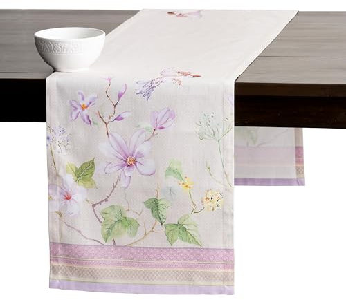 Maison d'Hermine Tischläufer, 100 % Baumwolle, 50cm x 150cm dekorativer, waschbarer Tischläufer, Oster-Tischläufer für Essen, Buffetpartys und Hochzeiten, Magnolia Mornings – Frühling/Sommer