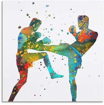 LYER Kunstposter Man Muay Thai Boxing, Wandkunstdruck, Retro, ästhetisch, Raumdekoration, Gemälde, Leinwand, Heim- und Bürodekorationen, 30 x 30 cm, ungerahmt