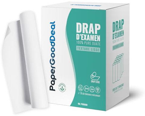 12 Rouleaux de 150 feuilles = 1800 feuilles draps d'examen 100% pure ouate 50x38cm pour table medical massage soins ésthétique ostéopathe esthéticienne thérapie gynécologie pédiatrie Draps médicaux