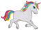 Einhorn Weiß mit Bunten Farben Aufnäher zum aufbügeln oder aufnähen Bügelbild Aufbügler für Kleidung gestickter Bügelflicken Applikation Patch Größe 10,2 x 7,3 cm