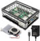 Miuzei Gehäuse für Raspberry Pi 5 mit 5V Netzteil Active Cooler,Acryl Clear Case für Raspberry Pi 5 with 5.1v 5A Adapter Type-C Power Supply,Official Fan PC Kühlkörper Lüfter für Raspberry 5 8gb 4gb