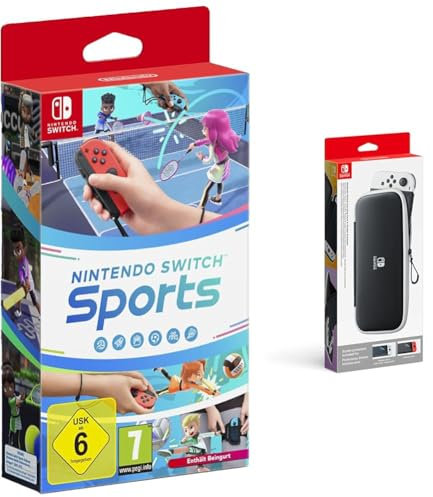 Nintendo Switch Sports (inkl. Beingurt) - [Nintendo Switch] & Switch-Tasche & -Schutzfolie - Schwarz/Weiß