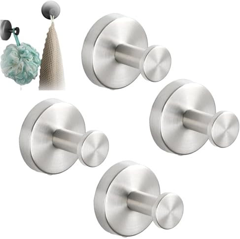 Luxehold No-Drill Hooks, Superhold No-Drill Hooks, Luxegrip No-Drill Hooks, Shape Grass Suction Cup Hooks, Gold Shower Hooks, Waterproof Suction Hooks for Shower,Bathroom ( Color : Silver , Size : 4pc