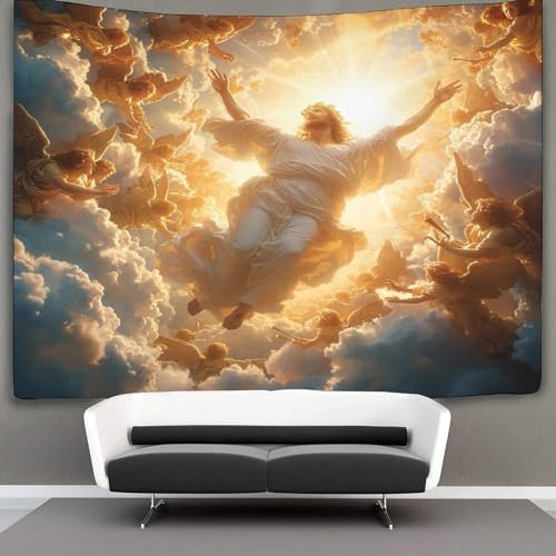 KKOLASXZE 3D Druck Jesus Wandteppiche Poster Ornament Wandbehang Wandteppich Wanddeko Wandbehang Für Wohnzimmer Schlafzimmer Tapisserie 150cmx200cm