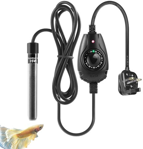 PYPABL Super Mini Aquarium Heater 15W 25W 35W, Submersible Nano Fish Tank Heater with External Controller, Adjustable Heater for 1-35L Small Fish Tank, Betta Heater for Fish Bowls (15W)