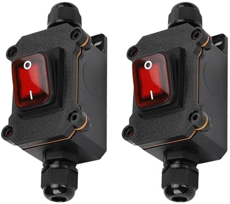 Sporgo Interruttore in linea impermeabile IP67: 2 interruttori per cavi in linea 20 A 12 V DC interruttore a bilanciere DPST 4 poli, interruttore impermeabile per uso esterno su entrambi i lati di