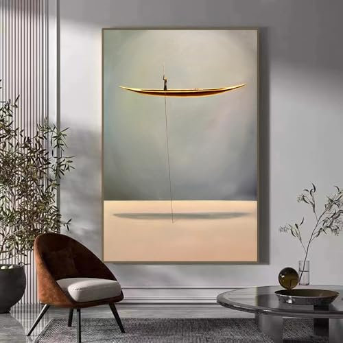Belunara® Ölgemälde auf Leinwand Der Kanufahrer - Abstrakte Bilder Leinwand - Ölbilder auf Leinwand handgemalt - Leinwandbild Abstrakt - Bilder abstrakt modern