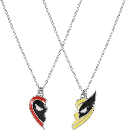 Disney Deadpool & Wolverine Kids Best Friend Split Heart Pendant Necklace Set