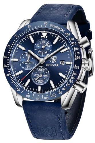 BENYAR Uhren Herren Analog Quarz Chronograph Herrenuhren 30M Wasserdicht Leuchtende Datum Armbanduhr Lässig Business Designer Uhren Klassische Elegantes Geschenk Designer
