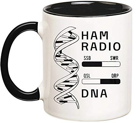 Coffee Mug DNA Ham Radio Amateur Radio Operator Hams Tea Cup Novely Ceramic Cup Safe Personalised Mug for Birthday Office Men Women 330ML