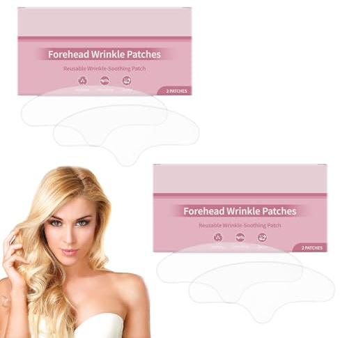 Wrinkle Patches 4 pcs, Forehead Wrinkle Patches, Facial Patches, Anti Wrinkle Patches, Reusable Forehead Wrinkle Patch, Suitable for Moisturizing Forehead, Reducing Frown Lines, Face Lift