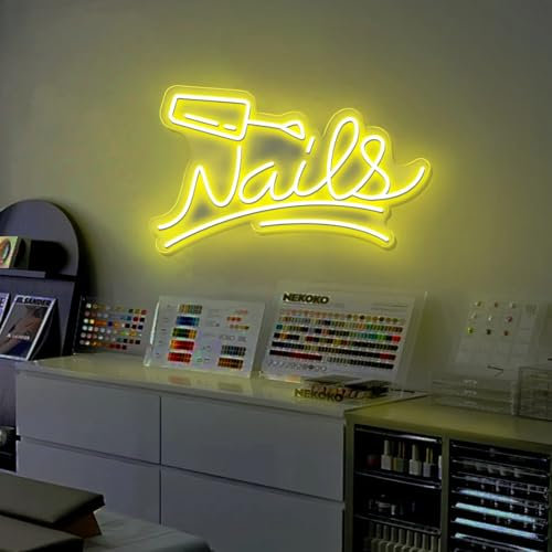 Xusdamyj Nägel Neon Schild, Custom Led Sign, Nagelstudio Beauty Room Wandkunst, Salon Zimmer, Wimpern Zimmer Willkommensschild, Neon Beauty Art