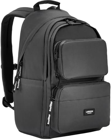 LARKSON Schulrucksack Mädchen & Jungen Teenager Grau - No 3 Advanced - Großer Rucksack Damen & Herren für Schule - 16 Laptopfach - Aus Recyceltem PET - Wasserabweisend