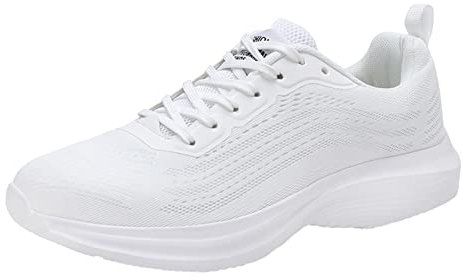 Uomo 12 scarpe da tennis sportive da uomo alla moda semplice e tinta unita nuovo modello a rete estiva, traspiranti, comodi e leggeri, stivali da uomo in pelle, bianco, 41 EU 3X-Estrecho