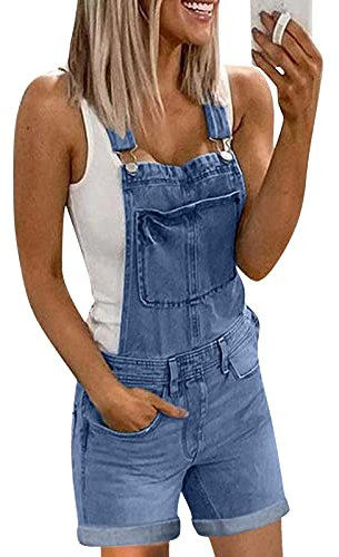 Salopette Jeans Donna Casual Corta Elegante Jumpsuit Comode Monopezzi Overall Tuta Intera Senza Maniche Oversize Allentata Salopette Premaman Playsuit Vintage Regolabile Cinghie Pantaloni in Denim