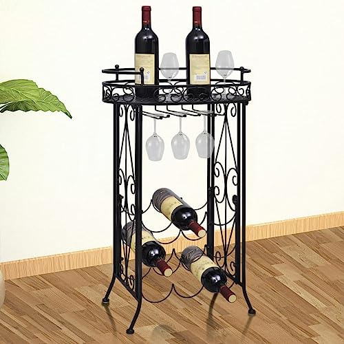 WSJHUHK Meubles, armoires et rangement, casiers à vin, casier à vin avec support pour verre pour 9 bouteilles en métal