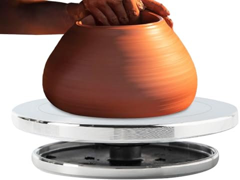 Torno De Alfarería - Plato Giratorio Metálico Para Acabado Y Banda De Cerámica | Herramienta Artesanal De Mesa Pequeña Antideslizante Para Escultura En Taller Aula Y Hogar