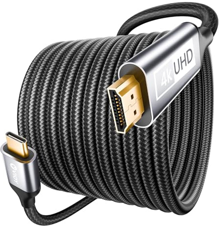 VIOY USB C to HDMI Cable 1M, 4K@30HZ Type c to HDMI Braided Cord(Thunderbolt 3/4) Compatible for Macbook Pro/Air, Iphone 16/15 Pro/Max, iPad, Dell XPS Series, Galaxy, Projector, Monitor, TV