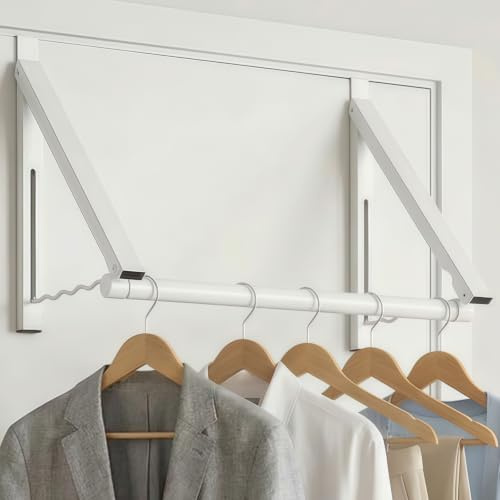 Over The Door Hanger, Space-Saving Drying Rack for Coats & Clothing | Heavy Duty Over Door Hook, Expandable Foldaway Clothes Rail, Clothes Organizer for Bedroom, Laundry, Over Door Clothes Airer