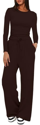 SCBFDI Top E Pantaloni Donna Autunno Manica Lunga Carino Vestito Esterno Impero Waist Sottile Stirata Colorblock