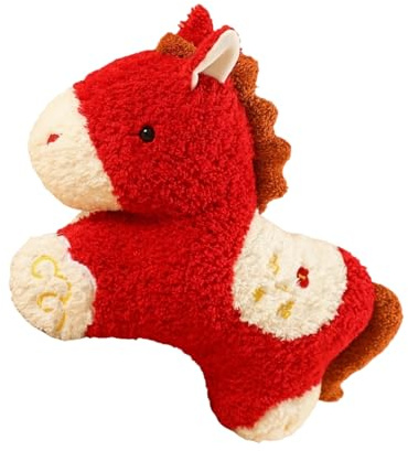 Générique Plüschtier Jahr des Pferdes | rotes und weiches Souvenir 50 cm, Plüschtier des chinesischen Neujahrs, für Erwachsene und Wohnzimmer, Haus und Tisch