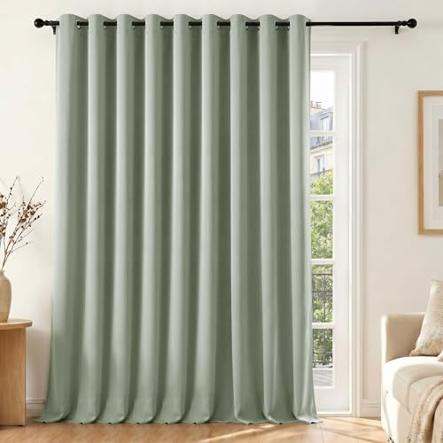 Deconovo Tenda Oscurante da Interno, 300x245 cm, 1 Pannello | Termiche Isolanti Caldo e Freddo, Attenuano i Rumori, Drappeggio Morbido con Occhielli, per Camera da letto, Verde Salvia