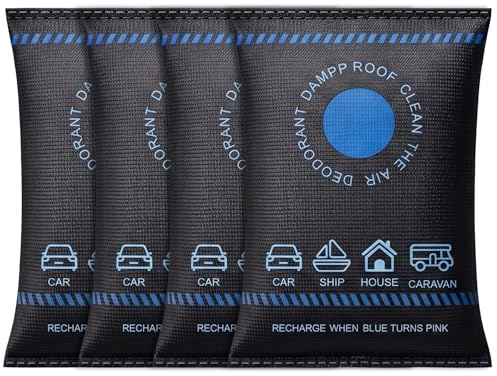 XdealCozyxc 4 Pack Dehumidifier Bags for Car, Reusable Simply Moisture Absorber for Windscreens Interior to Reduce Odour Damp Condensation