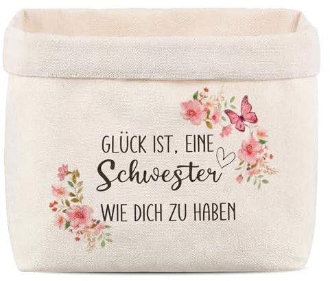 Xuniea Geschenkkorb für Schwester Geburtstagsgeschenk Brotkorb aus Stoff | Glück ist, eine Schwester wie dich zu haben, Brötchenkorb Brottasche Brotkorb, Schwesterherz Geschenkideen