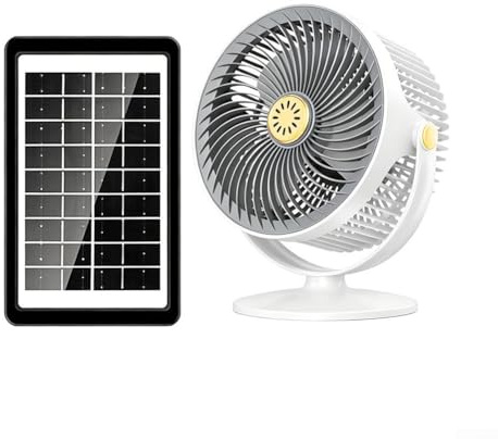 Vidonergy Ventilatore portatile a energia solare in piedi: 5 velocità, ricaricabile e a parete, ventilatore solare, ventilatore solare per serra con pannello solare di raffreddamento (Bianco)