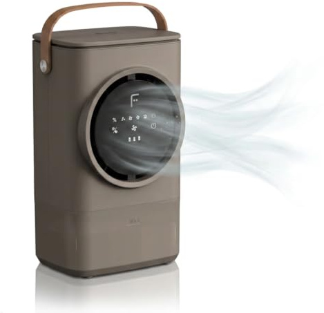 Fakir prestige TC 400 Mobiler Luftkühler kabellos - Air Cooler mit Li-Ionen-Akku, Verdunstungskühlung, Auto-Trocknungsfunktion, 4 Stufen, 24 dB(A), Dual-Befüllung, Farbe: Milk Coffee