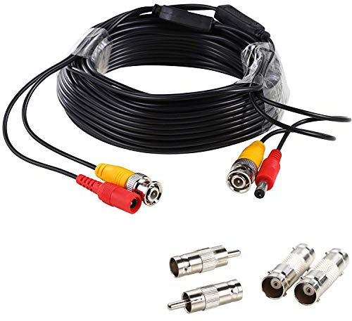 UHPPOTE 2-in-1 DC BNC RCA Video Netzkabel Kabel Linie für CCTV DVR Überwachungskamera (50m/164ft)