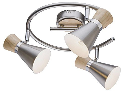 Deckenstrahler Flur 3-Flammig Deckenlampe Holz-Optik Flurlampe Spots beweglich (Deckenbeleuchtung, Wohnzimmer-Lampe, Deckenleuchte, Deckenspot, 28 cm, 3 x E14 Fassung)