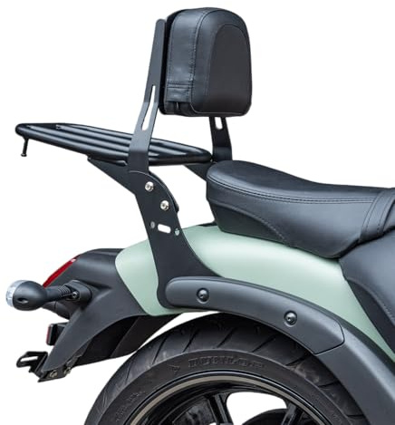 Lorababer Porte-Bagages de Dossier Amovible pour Moto Noir Sissy Bar Coussin de Dossier de Passager arrière Compatible avec K.awasaki Vulcan S 650 VN650 EN650 2015-2022 16 17 18 19 20 21
