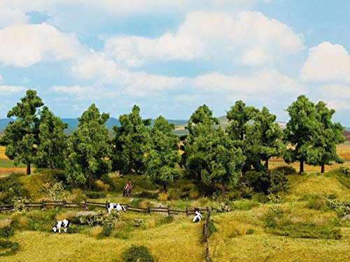 NOCH Laubbäume, handkoloriert, 8 Stück 10-14 cm für Modellbau in den Spurweiten H0 und TT, ideal für realistische Landschaftsszenen