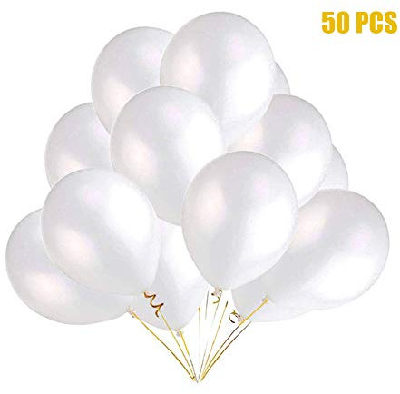 Lot de 50 ballons à l'hélium - Blanc - Décoration de mariage
